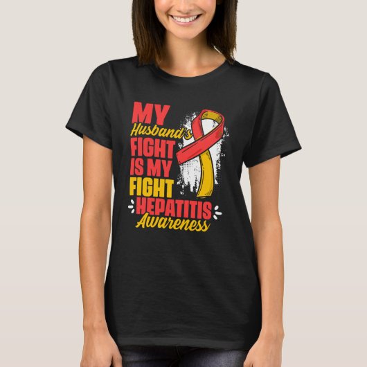 Husband Fight My Fight Hepa Warrior Hepatitis Awa T-Shirt (Vorderseite)