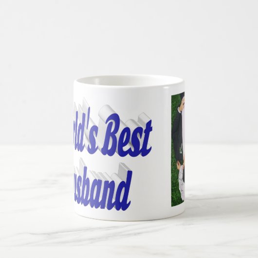 Husband-Foto mit blauem Text Coffee Tasse (Mittel)