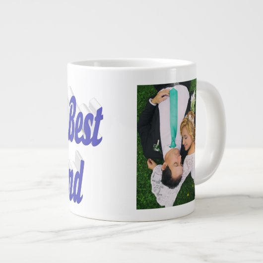 Husband-Foto mit blauem Text Riesencoffee Jumbo-Tasse (Vorderseite Rechts)