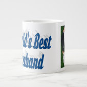 Husband-Foto mit blauem Text Riesencoffee Tasse (Vorderseite)