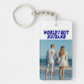 Husband-Foto mit blauem Text Schlüsselanhänger (Vorderseite)