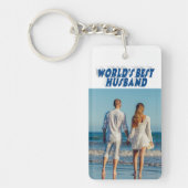 Husband-Foto mit blauem Text Schlüsselanhänger (Vorderseite)