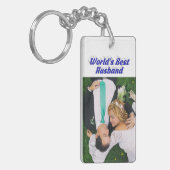 Husband-Foto mit blauem Text Schlüsselanhänger (Vorderseite links)