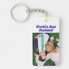 Husband-Foto mit blauem Text Schlüsselanhänger