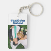 Husband-Foto mit blauem Text Schlüsselanhänger (Rückseite)
