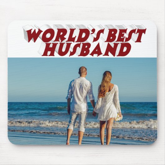 Husband-Foto mit bordeauxfarbenem Text Mousepad (Vorne)