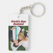 Husband-Foto mit bordeauxfarbenem Text Schlüsselanhänger (Rückseite)