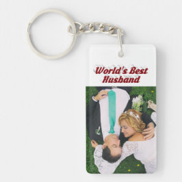 Husband-Foto mit bordeauxfarbenem Text Schlüsselanhänger