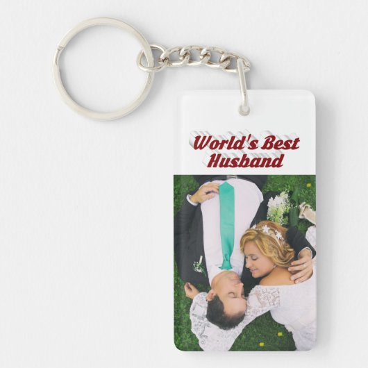 Husband-Foto mit bordeauxfarbenem Text Schlüsselanhänger (Vorderseite)