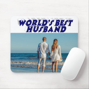 Husband-Foto mit dunkelblauem Text Mousepad