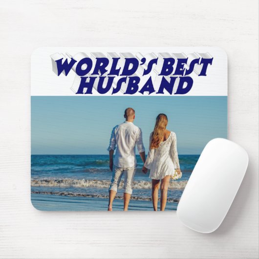 Husband-Foto mit dunkelblauem Text Mousepad (Mit Mouse)