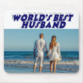 Husband-Foto mit dunkelblauem Text Mousepad (Vorne)