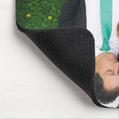 Husband-Foto mit dunkelblauem Text Mousepad (Ecke)