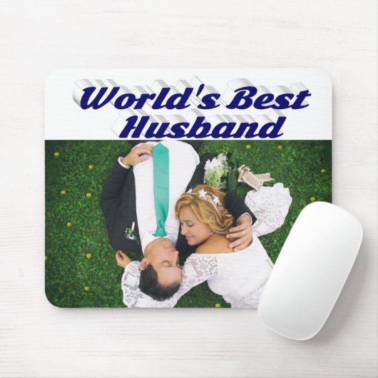 Husband-Foto mit dunkelblauem Text Mousepad (Mit Mouse)
