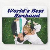 Husband-Foto mit dunkelblauem Text Mousepad (Vorne)