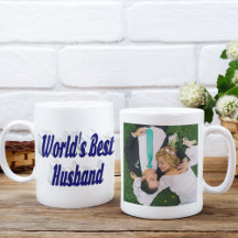Husband-Foto mit dunkelblauem Text Riesencoffee Ta