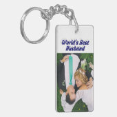 Husband-Foto mit dunkelblauem Text Schlüsselanhänger (Vorderseite links)