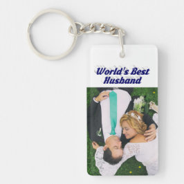 Husband-Foto mit dunkelblauem Text Schlüsselanhänger