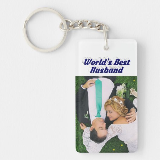 Husband-Foto mit dunkelblauem Text Schlüsselanhänger (Vorderseite)