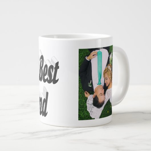 Husband-Foto mit schwarzem Text Riesencoffee Tasse (Vorderseite Rechts)