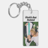 Husband-Foto mit schwarzem Text Schlüsselanhänger (Vorderseite links)