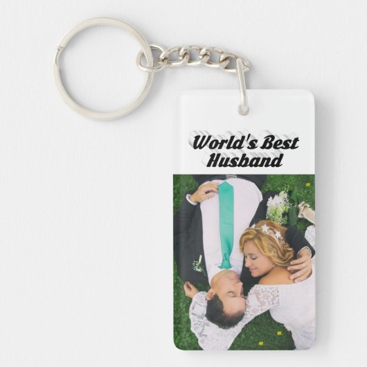 Husband-Foto mit schwarzem Text Schlüsselanhänger (Vorderseite)