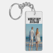 Husband-Foto mit schwarzem Text Schlüsselanhänger (Vorderseite links)