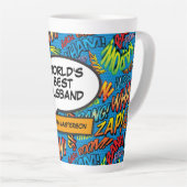 Husband Fun Cool farbiges Comic Typografisch Milchtasse (Rechte Ecke)