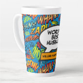 Husband Fun Cool farbiges Comic Typografisch Milchtasse (Linke Ecke)