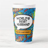 Husband Fun Cool farbiges Comic Typografisch Milchtasse (Vorderseite)