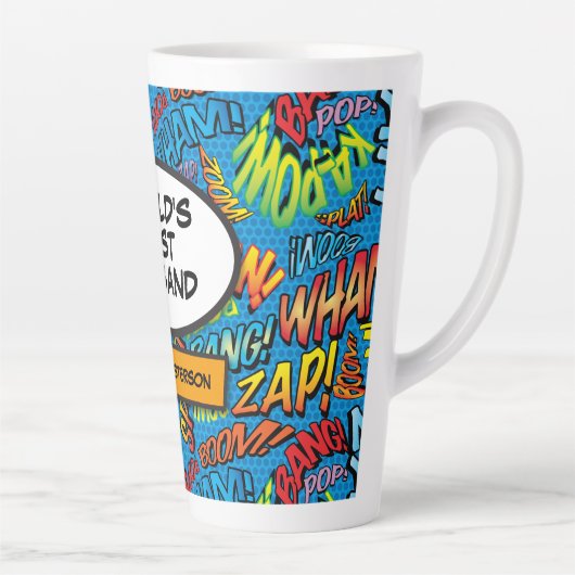 Husband Fun Cool farbiges Comic Typografisch Milchtasse (Rechts)