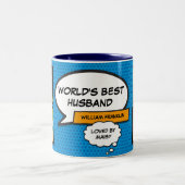 Husband Fun Cooles Comic Foto Collage Blue Zweifarbige Tasse (Mittel)