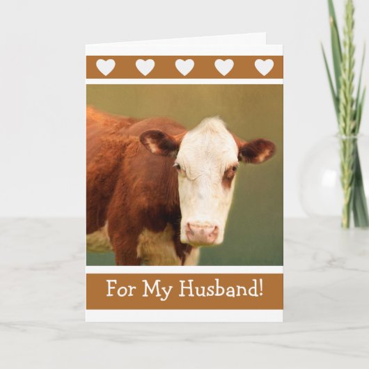 Husband Funny Cow Happy Birthday Karte (Vorderseite)