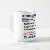 Husband Funny Search Tasse (Vorderseite Links)