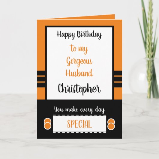 Husband Geburtstag jeden Tag ganz besondere Orange Karte (Vorderseite)