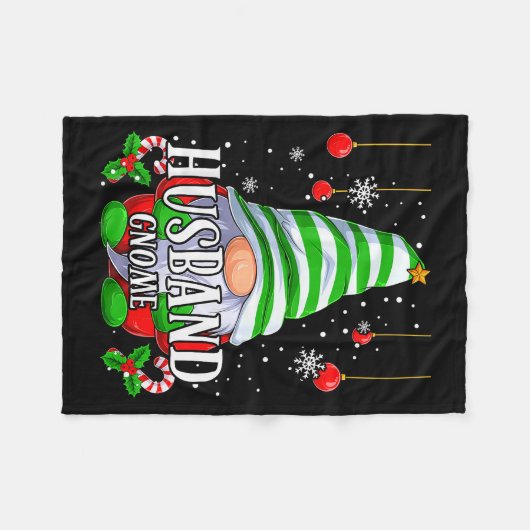 Husband Gnome Christmas Pajamas Matching Family Gr Fleecedecke (Vorderseite (Horizontal))