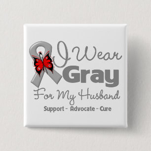 Husband - Graues Ribbon-Bewusstsein Button
