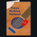 Husband Guitar Player Geburtstag<br><div class="desc">Eine Geburtstagskarte für einen Mann,  der die Gitarre Liebe. Ein nahes Aufsetzen einer Gitarre mit einem Plectrum in den Saiten. Auf dem Spektrum sind die Worte 'You Rock'. Eine Geburtstagskarte für einen Musiker,  der die Gitarre Liebe.</div>