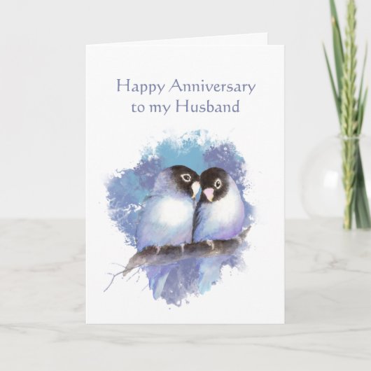 Husband Happy Anniversary Blue Love Birds Karte (Vorderseite)