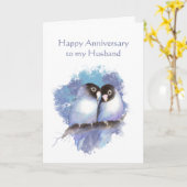 Husband Happy Anniversary Blue Love Birds Karte (Gelbe Blume)
