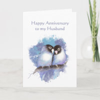 Husband Happy Anniversary Blue Love Birds