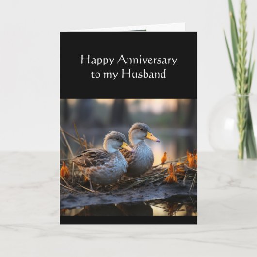 Husband Happy Anniversary Wasservögel Enten Karte (Vorderseite)
