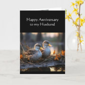 Husband Happy Anniversary Wasservögel Enten Karte (Gelbe Blume)