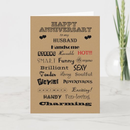 Husband Happy Anniversary Worte des Loses Karte (Vorderseite)