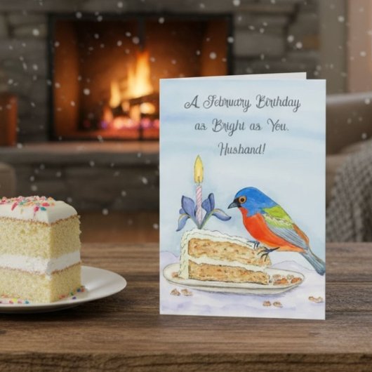 Husband Happy February Birthday Painted Bunt Karte