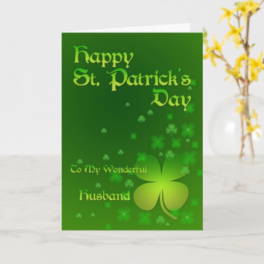 Husband, Happy St Patrick's day card Karte (Gelbe Blume)