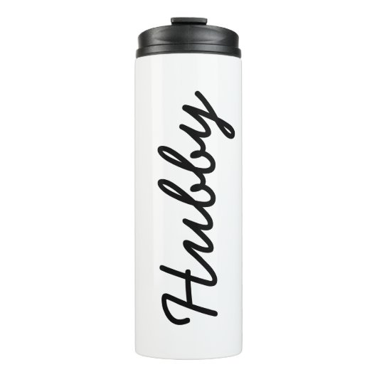 Husband Hubby Cool Trendy Schwarz-weiß Simple Thermosbecher (Vorderseite)