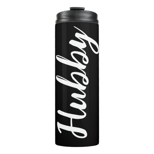 Husband Hubby Einfaches Schwarz-weißes Textgeschen Thermosbecher (Vorderseite)