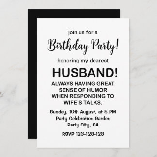 Husband Hubby Quote Funny Husband Geburtstag Einladung