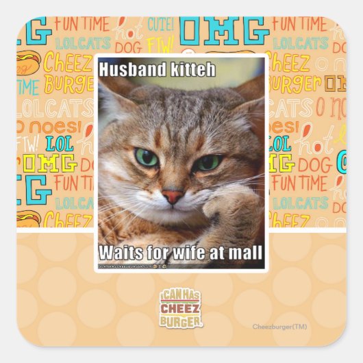 Husband Kitteh Quadratischer Aufkleber (Vorderseite)